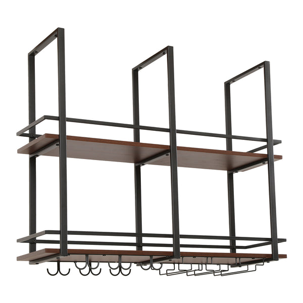 Stojak na wino Hubro w kolorze czarnym/orzechowym [en.casa]