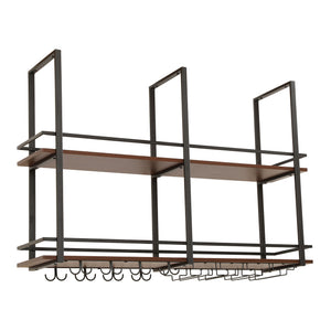 Stojak na wino Hubro w kolorze czarnym/orzechowym [en.casa]