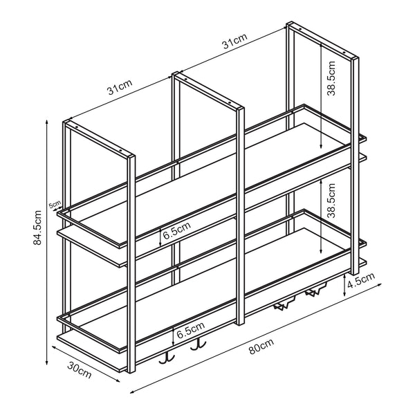 Regał na wino Hubro czarny / wygląd orzecha włoskiego [en.casa]