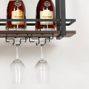 Stojak na wino Hubro w kolorze czarnym/orzechowym [en.casa]