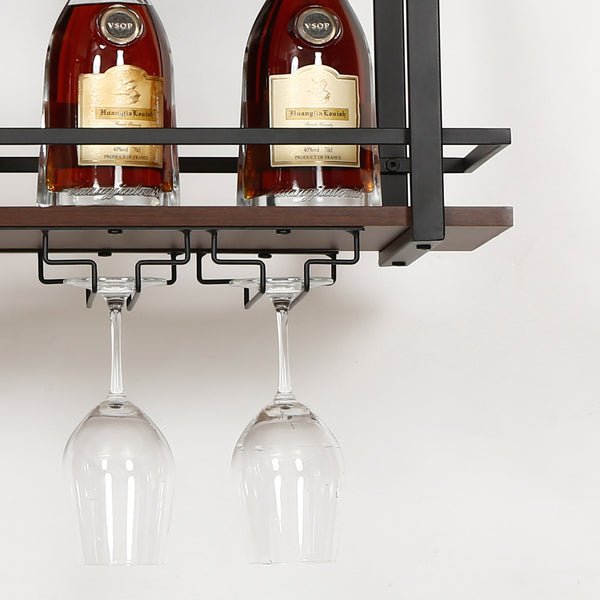 Stojak na wino Hubro w kolorze czarnym/orzechowym [en.casa]