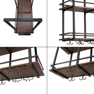 Regał na wino Hubro czarny / wygląd orzecha włoskiego [en.casa]