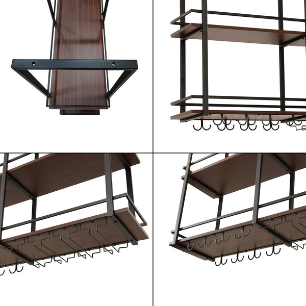 Stojak na wino Hubro w kolorze czarnym/orzechowym [en.casa]