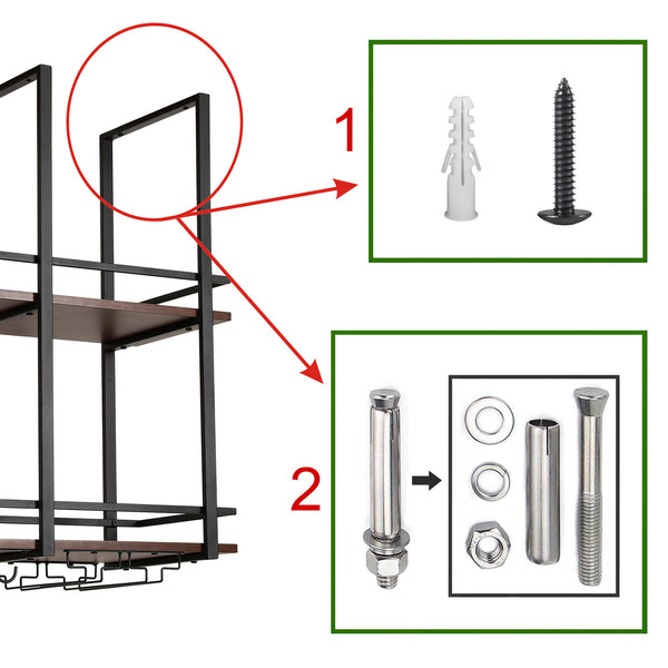 Regał na wino Hubro czarny / wygląd orzecha włoskiego [en.casa]