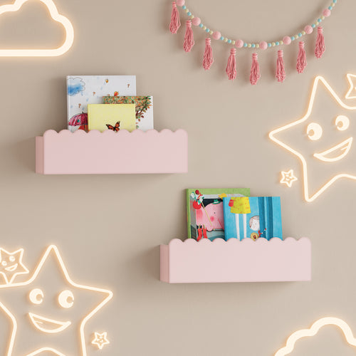 Kinder - Wandregal 2er Set Vestnes 40x10x10 cm Cotton Candy [en.casa] - premiumXL