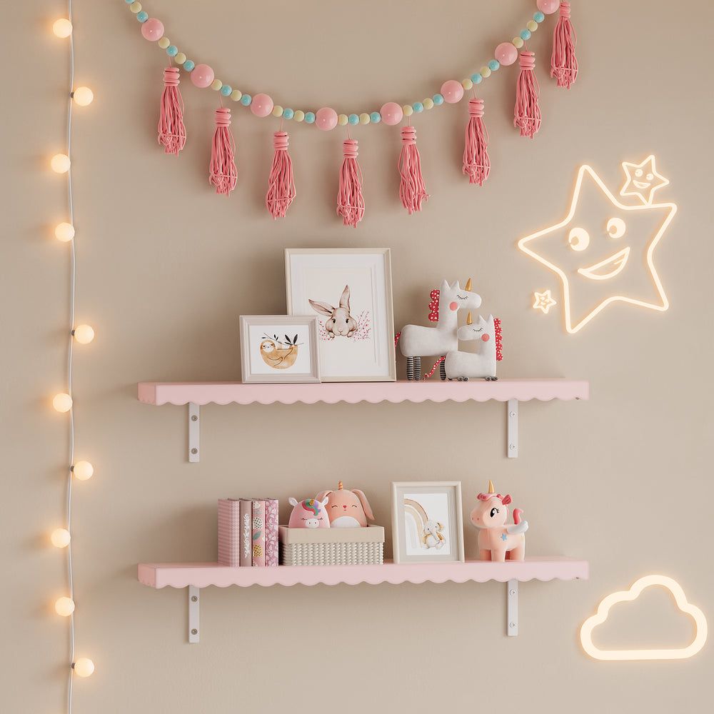 Kinder - Wandregal 2er Set Vestnes 80x17x4 cm Cotton Candy [en.casa] - premiumXL