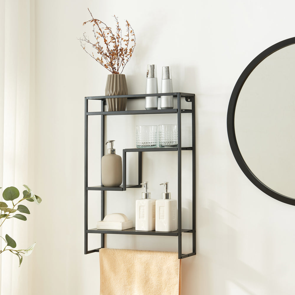 Półka ścienna Uurainen 60x40x13 cm czarna [en.casa]