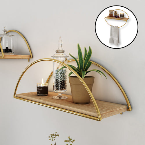 Wandregal Mynämäki 39x16x17 cm Goldfarben [en.casa] - premiumXL