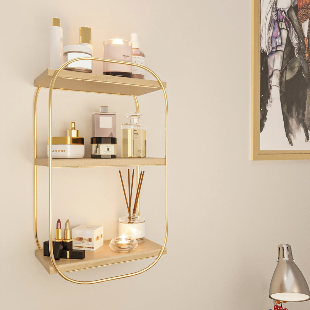 Półka ścienna Parkano 47x28x14 cm kolor złoty [en.casa]