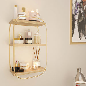 Półka ścienna Parkano 47x28x14 cm kolor złoty [en.casa]