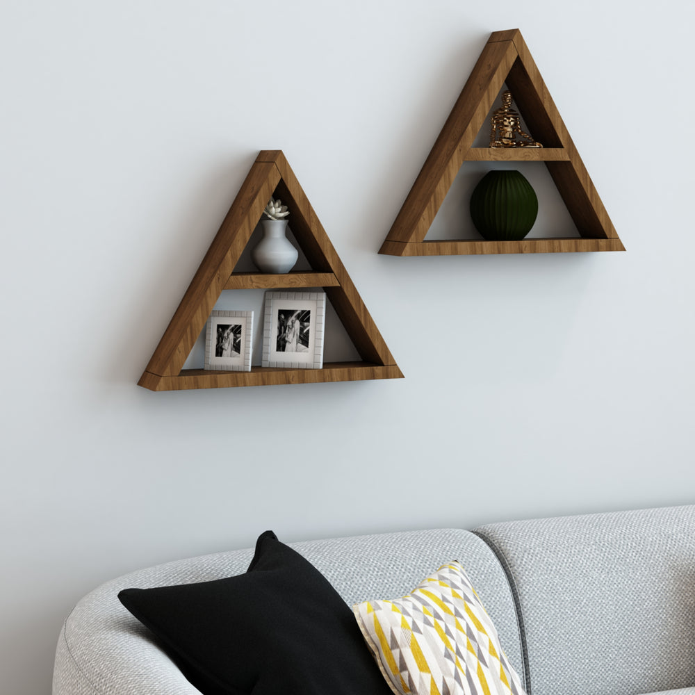 Zestaw półek ściennych Sydlangeland zestaw 2 drewno sosnowe ciemny odcień drewna [en.casa]