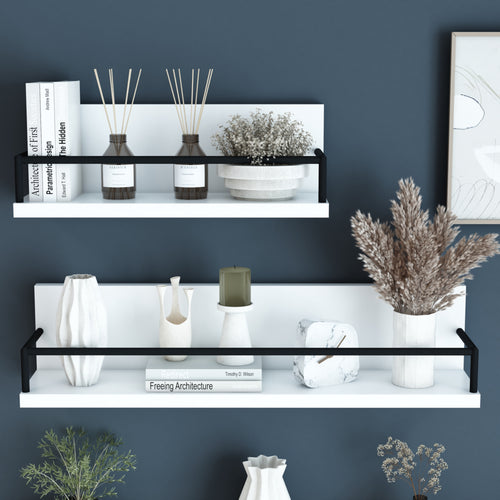 Wandregal Grue 2er Set Weiß/Schwarz [en.casa] - premiumXL