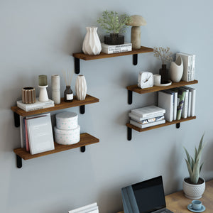 Półka ścienna Frogn zestaw 5 kolorów drewna/czarny [en.casa]