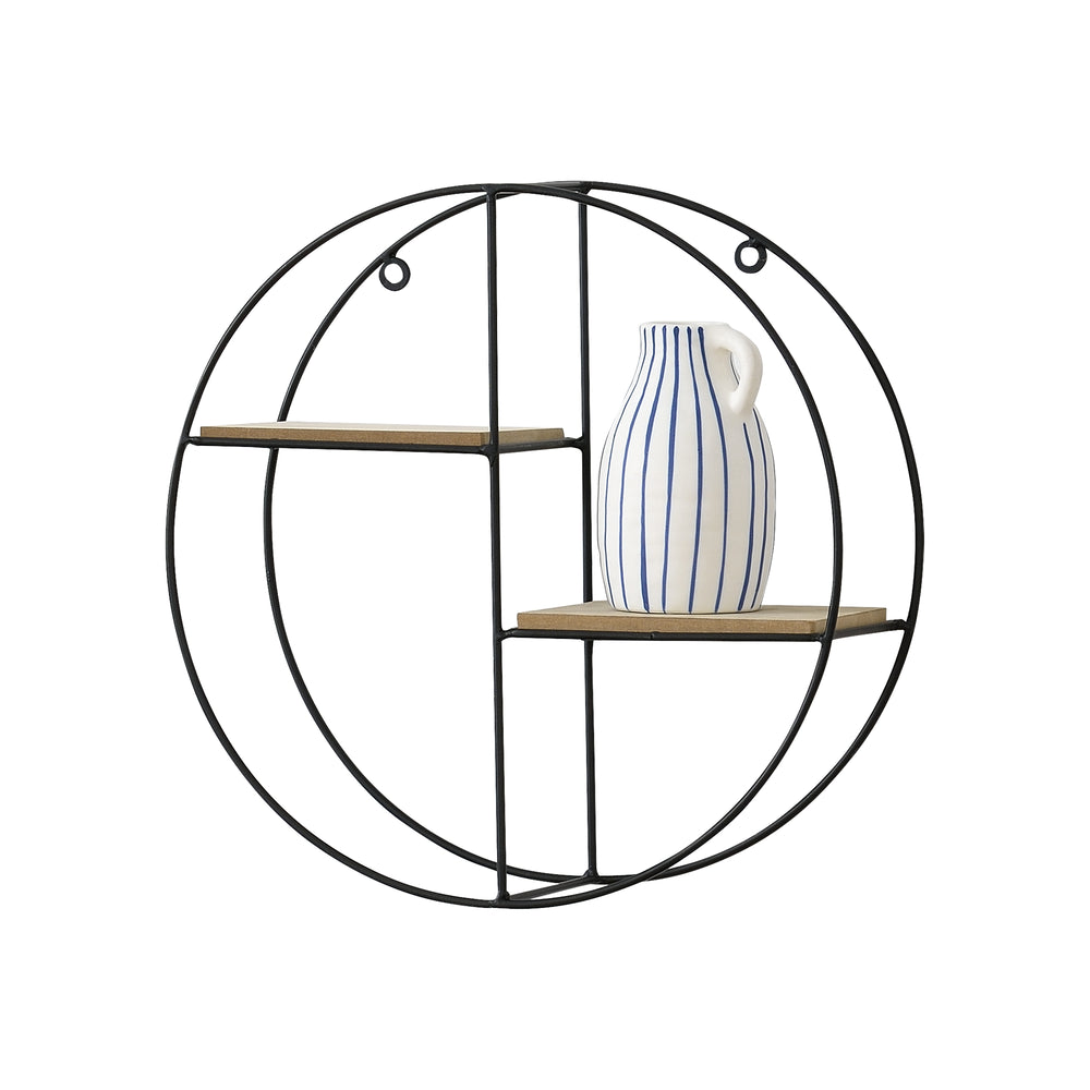 Półka ścienna Lily 35x12x35 cm, design okrągły, z 2 półkami, czarna en.casa