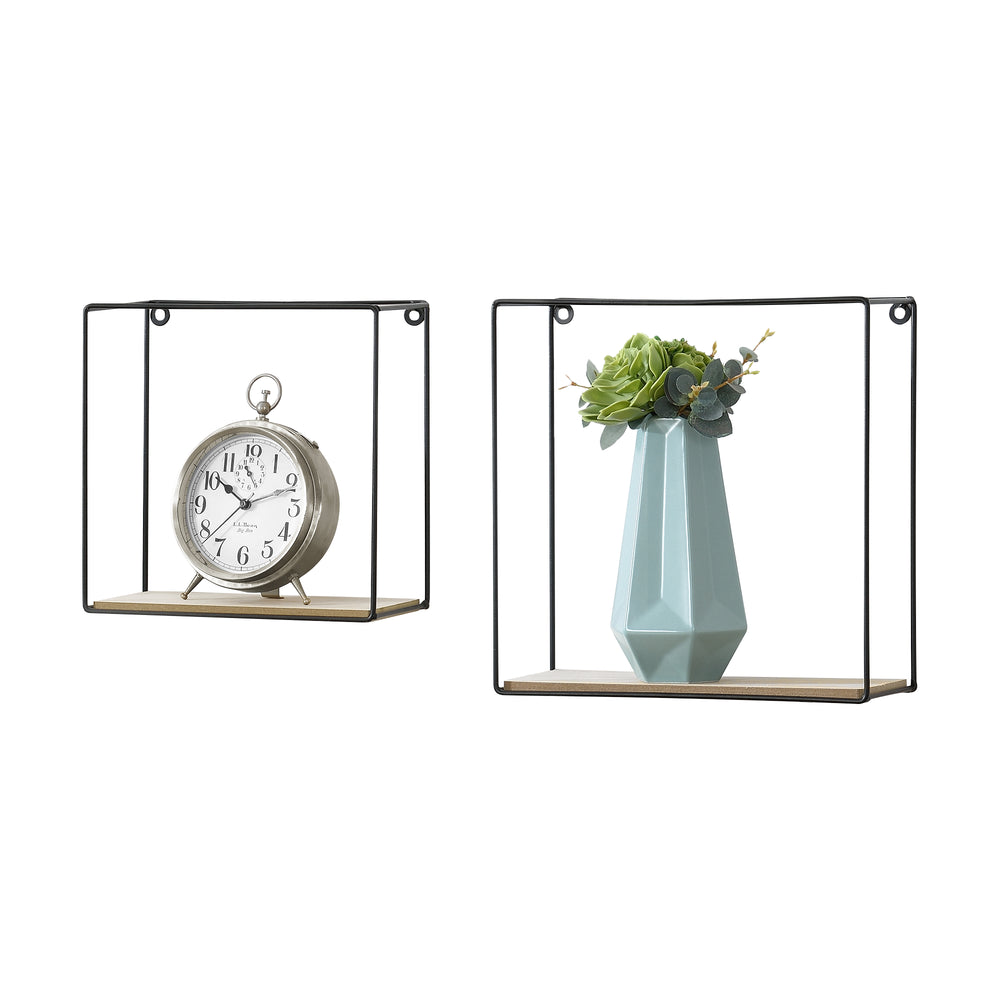 Półka ścienna Eden 30x12x30 cm / 24x12x24 cm 2-częściowa Półki Czarna en.casa