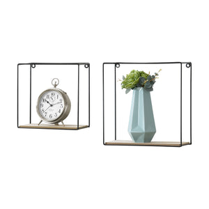 Półka ścienna Eden 30x12x30 cm / 24x12x24 cm 2-częściowa Półki Czarna en.casa