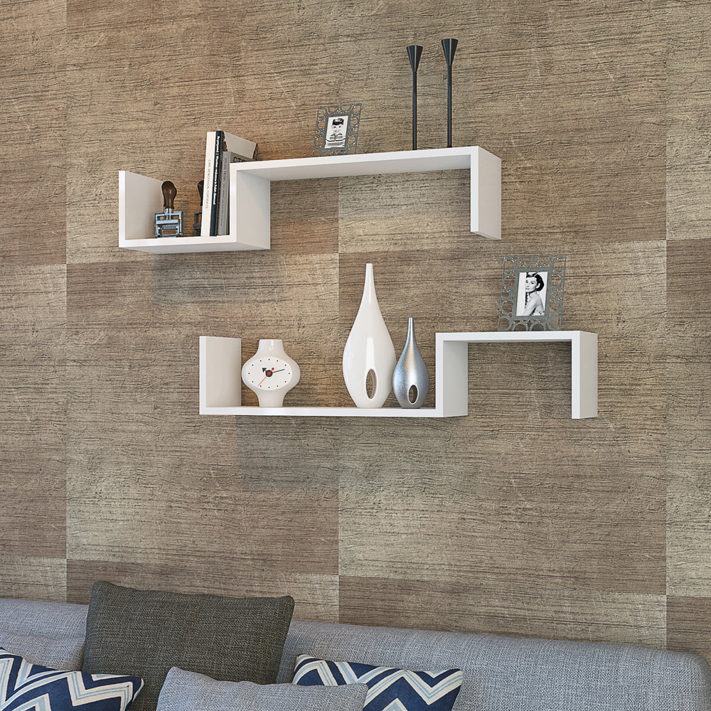 Półka ścienna Gram zestaw 2 szt. biała [en.casa]