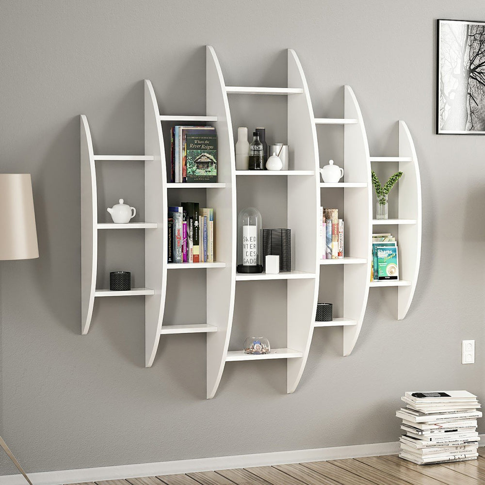 Półka ścienna Dianalund 147x146x29 cm Biały [en.casa]