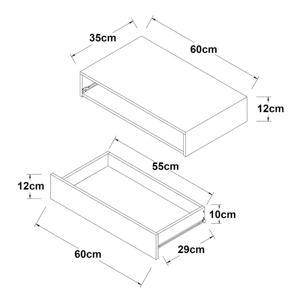 Półka ścienna Kärsämäki z szufladą [en.casa]