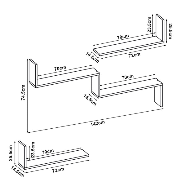3-częściowy zestaw półek ściennych Vepinshul [en.casa]