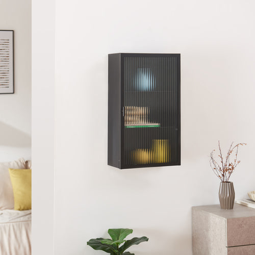 Szafka wisząca Zundert z drzwiami ze szkła żebrowanego 60x35x15 cm stal [en.casa]