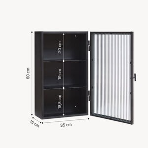 Szafka wisząca Zundert z drzwiami ze szkła żebrowanego 60x35x15 cm stal [en.casa]