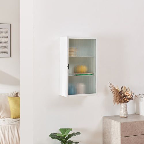 Szafka wisząca Zundert z drzwiami ze szkła żebrowanego 60x35x15 cm stal [en.casa]