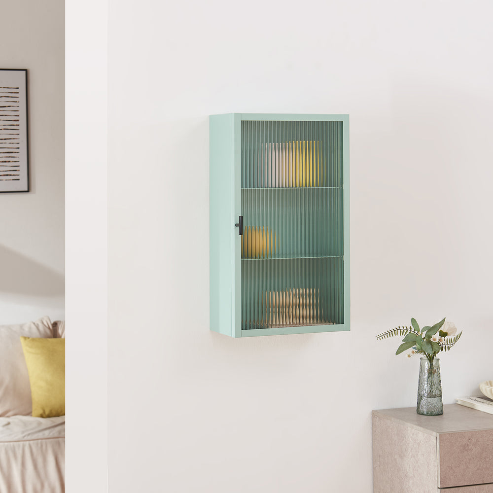 Szafka wisząca Zundert z drzwiami ze szkła żebrowanego 60x35x15 cm stal [en.casa]
