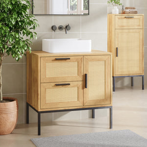 Szafka pod umywalkę Marhasa 60x60x40 cm dąb optyka/czarny [en.casa]