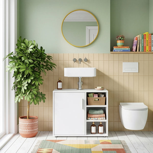 Szafka pod umywalkę Kulaik 51x60x32 cm Biała [en.casa]