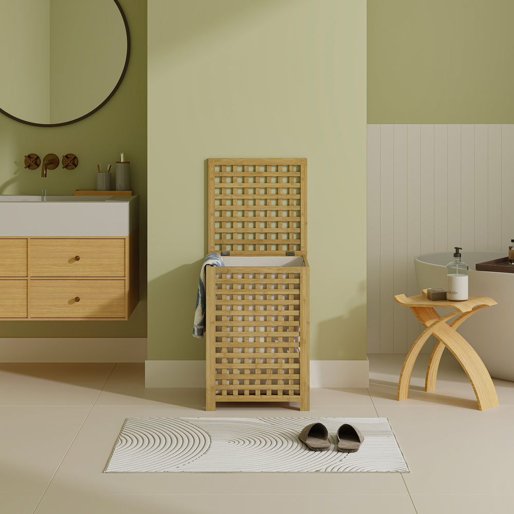 Kosz na pranie Jystiand bambus naturalny [en.casa]