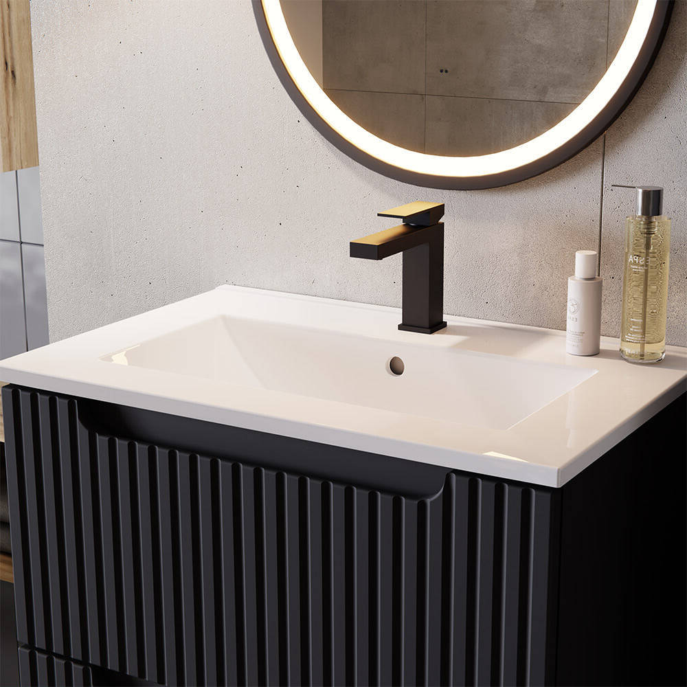 Czarna umywalka Skelbolu [en.casa]