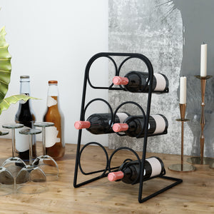 Stojak na wino Bergnicourt na 6 butelek [en.casa]