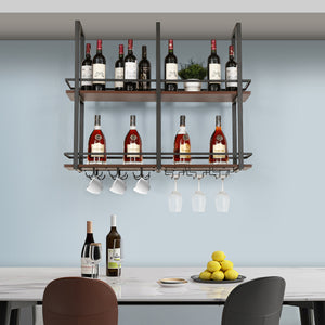 Stojak na wino Hubro w kolorze czarnym/orzechowym [en.casa]