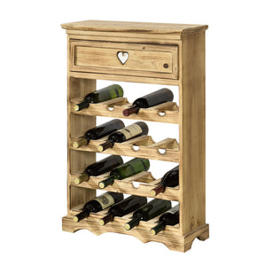Stojak na wino Mosel 86x55x22 cm na 16 butelek z szufladą en.casa
