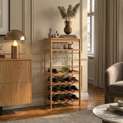 Regał na wino Fillby 100x47x29 cm bambus naturalny [en.casa]