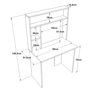 Biurko Tópisa z półką 149x90x52 cm [en.casa]