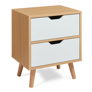 Stolik nocny Bordkak z szufladami, dąb optyczny/biały [en.casa]