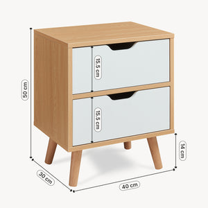 Stolik nocny Bordkak z szufladami, dąb optyczny/biały [en.casa]
