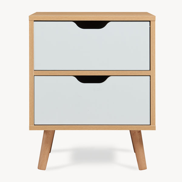 Stolik nocny Bordkak z szufladami, dąb optyczny/biały [en.casa]