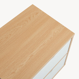 Stolik nocny Bordkak z szufladami, dąb optyczny/biały [en.casa]