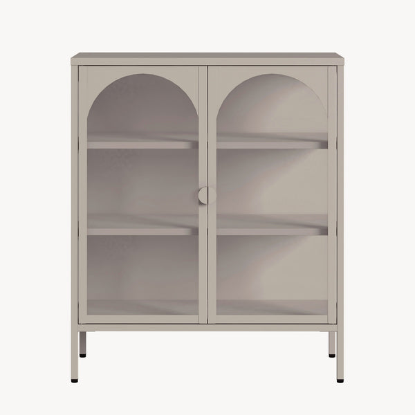 Witryna-komoda Klippestad stal 95x80x35 cm ciepły szary [en.casa]