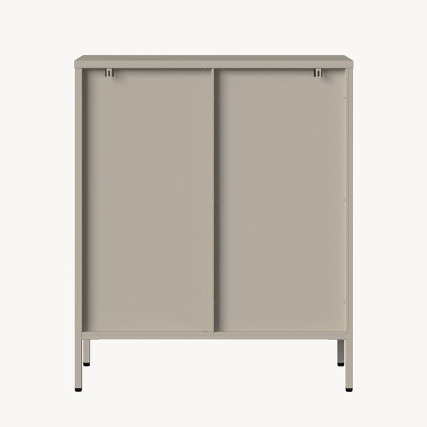 Witryna-komoda Klippestad stal 95x80x35 cm ciepły szary [en.casa]