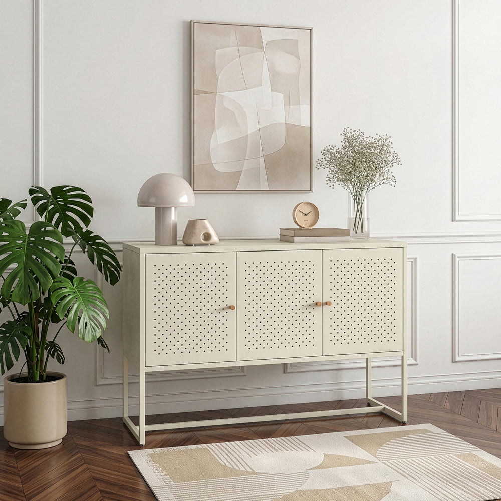 Sideboard Viitasaari 120x40x80 cm stal kremowobiały [en.casa]