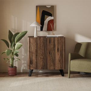 Komoda Trorlon 83x80x40 cm w optyce orzecha/trawertynu [en.casa]