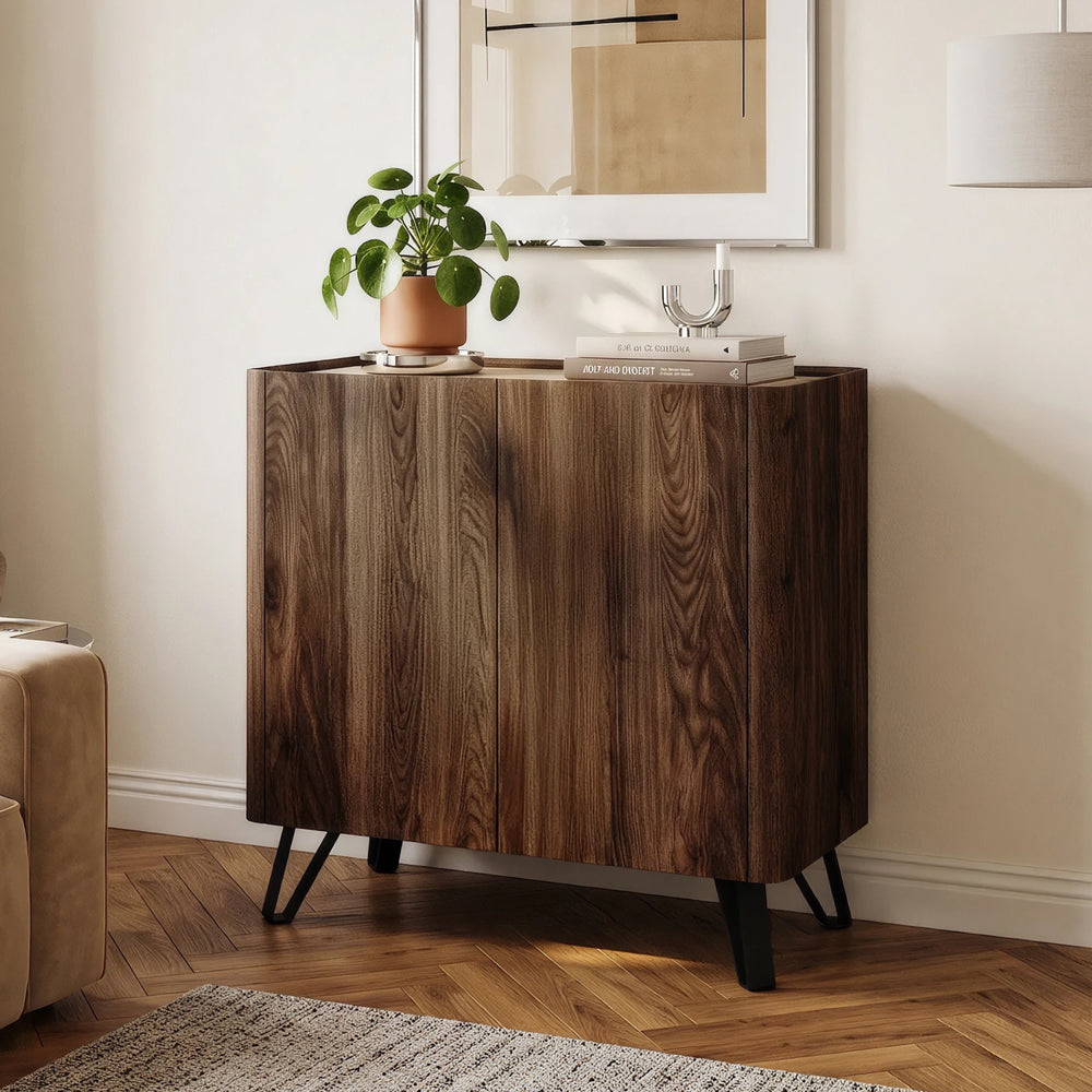 Komoda Trorlon 83x80x40 cm w optyce orzecha/trawertynu [en.casa]