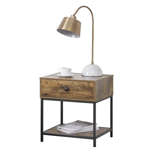 Stolik boczny Bjuv 45x39x49cm Ciemne drewno en.casa