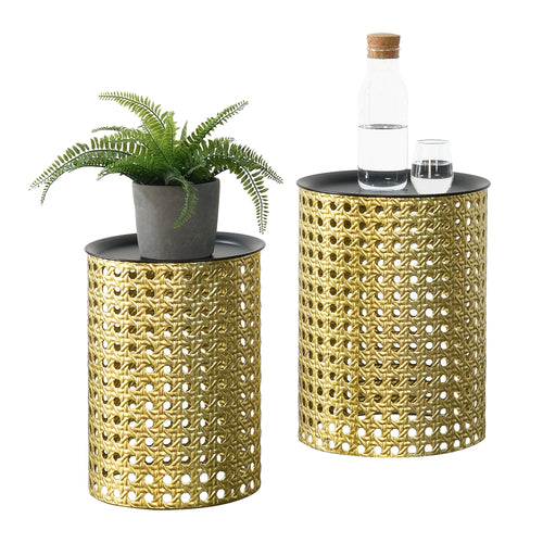 Stolik boczny Theux zestaw 2 sztuk czarny/złoty en.casa