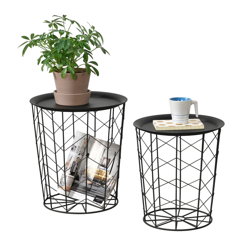 Zestaw 2 metalowych stolików bocznych Cerisey czarny en.casa