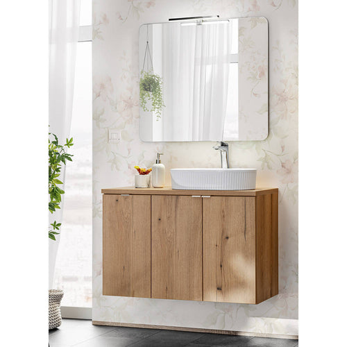 Szafka podumywalkowa z lustrem efekt dębu Newport [en.casa]